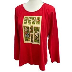 Hand Printed Upcycled Medium Vintage Book Page Flower Butterfly Bee Tee Shirt